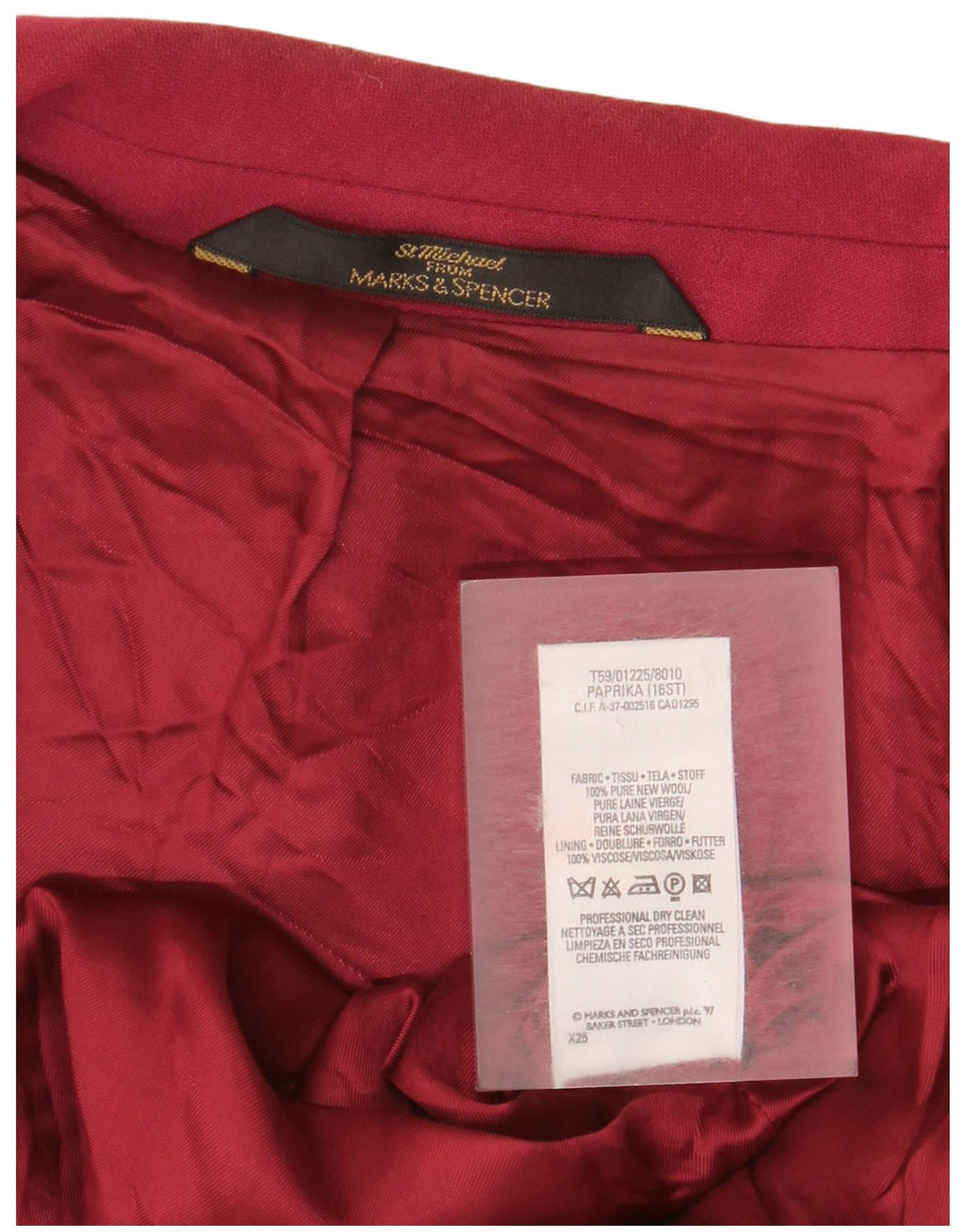 Marks & Spencer Chaqueta tipo blazer de ajuste estándar para mujer UK 46 Large Borgoña