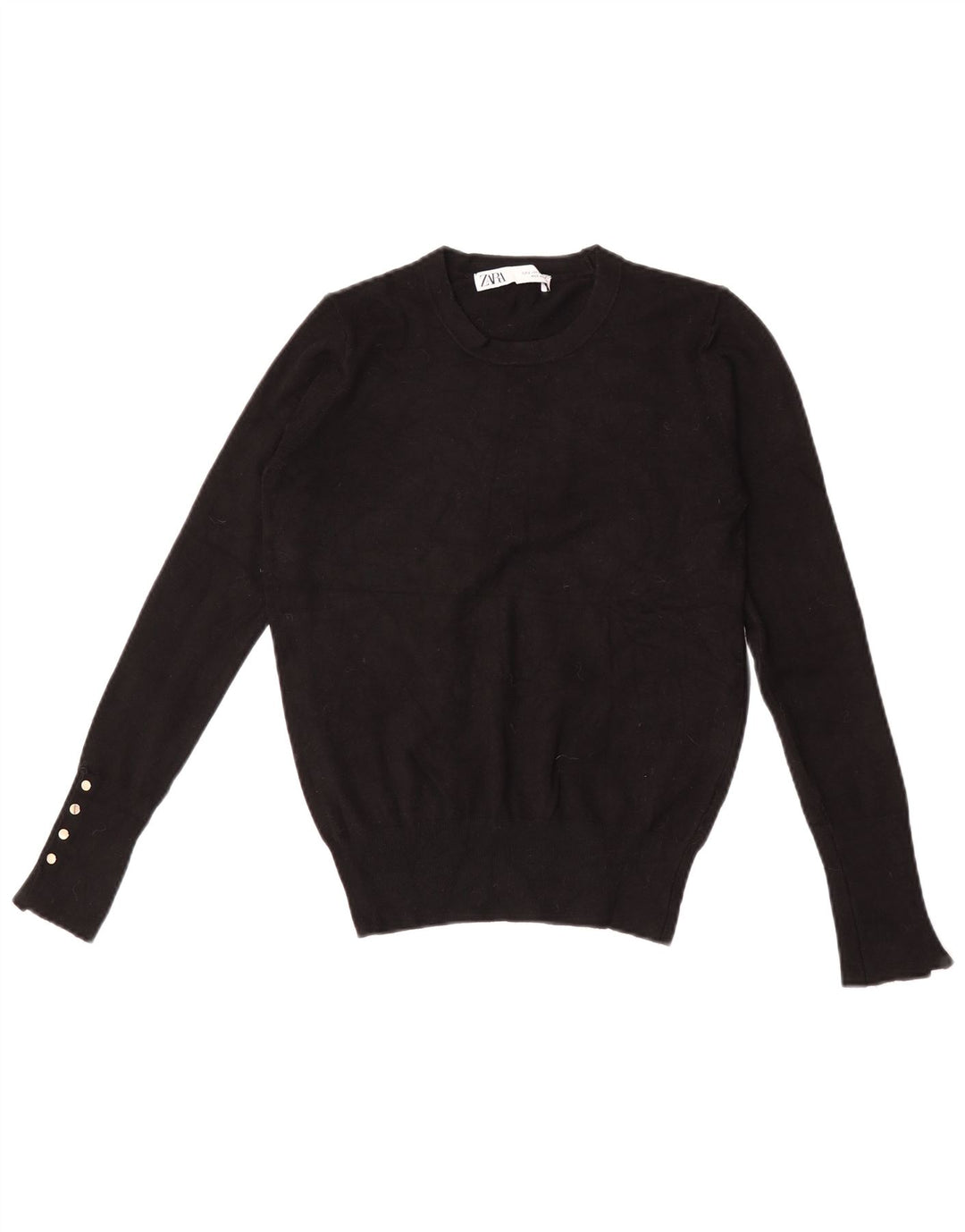 Zara - Jersey de cuello redondo para mujer, talla 40, color negro