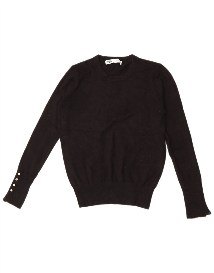 Zara - Jersey de cuello redondo para mujer, talla 40, color negro