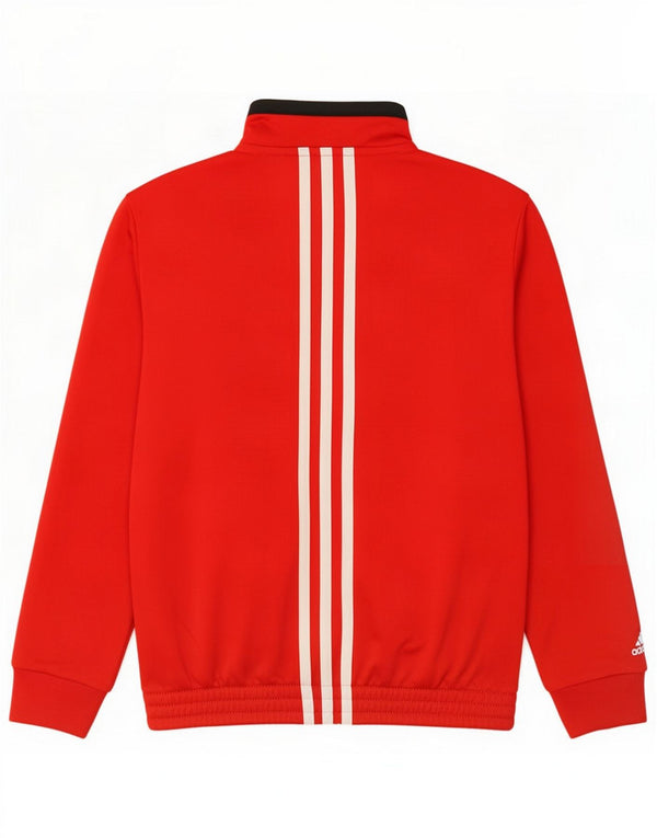 Adidas Boys Graphic Tracksuit Top Jacket 9-10 Years Red Polyester