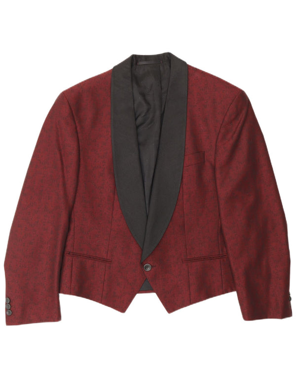 TREVIRA Chaqueta tipo blazer con 1 botón para hombre UK 38 Medium Red Floral Classic