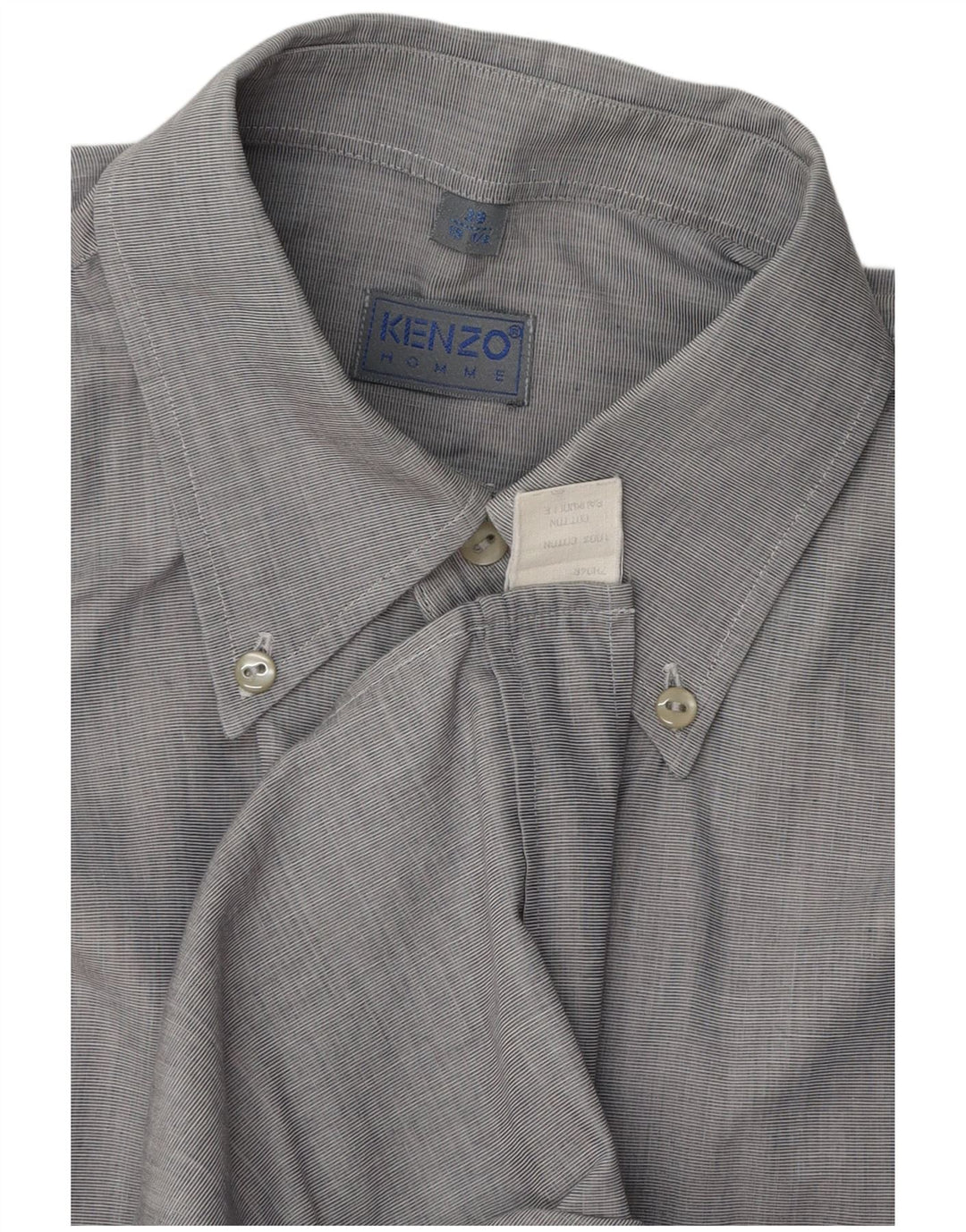 Camisa Kenzo para hombre talla 39 15 1/2 algodón gris medio