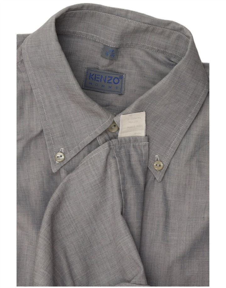 Camisa Kenzo para hombre talla 39 15 1/2 algodón gris medio