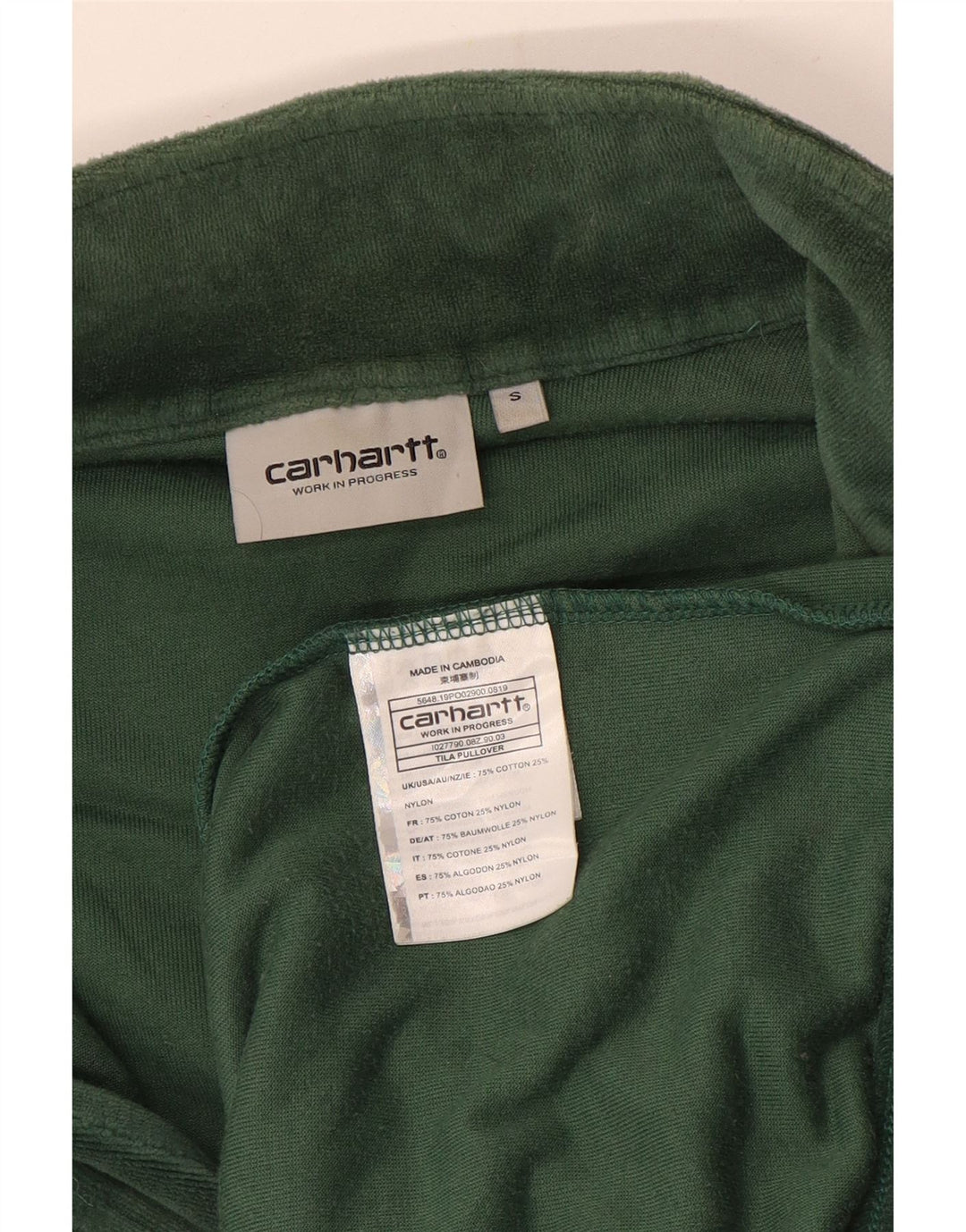 Carhartt Hombre Sudadera Con Cremallera Y Cuello Jumper Small Algodón Verde