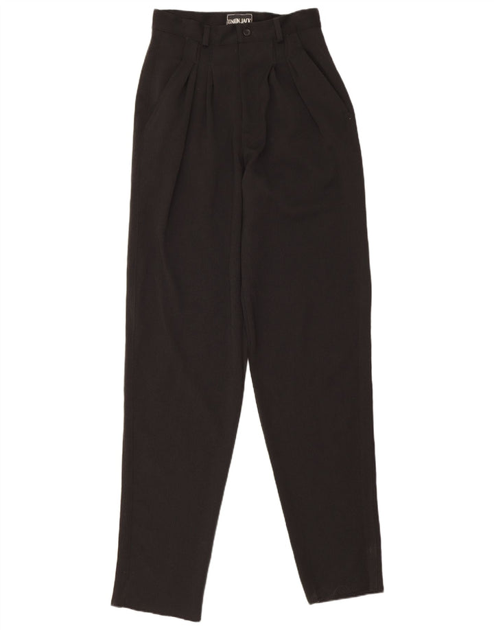 Vintage mujer pegged traje pantalones IT 44 Medio W26 L35 Poliéster negro