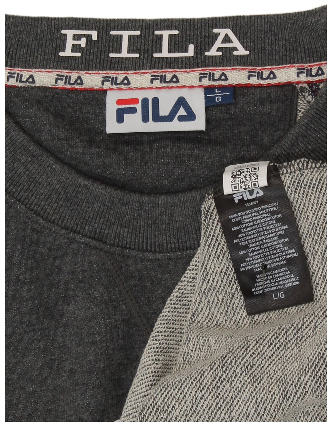 Fila Hombre Graphic Sudadera Jumper Grande Gris Algodón