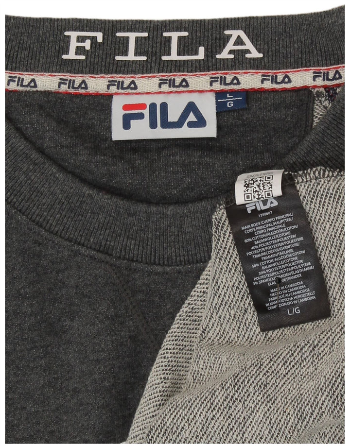 Fila Hombre Graphic Sudadera Jumper Grande Gris Algodón