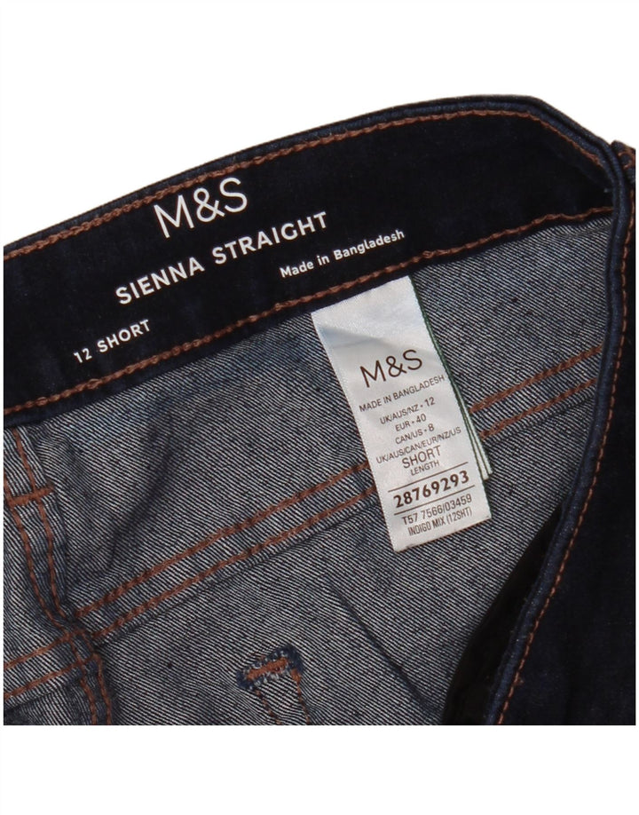 Marks & Spencer Vaqueros Rectos Cortos para Mujer UK 12 Medium W30 L26 Azul Marino