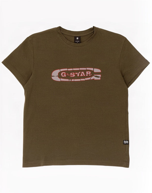 G-Star Hombre Camiseta Gráfica Top Small Khaki Algodón