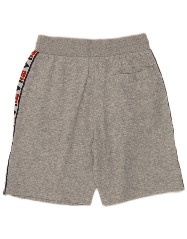 Fila Shorts deportivos con estampado gráfico para hombre, talla pequeña, de algodón moteado en gris