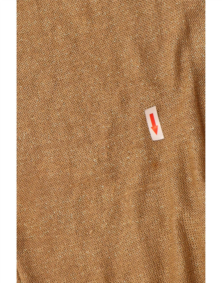 Vintage mujer blusa Top Reino Unido 10 oro pequeño