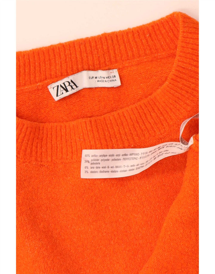 Zara Suéter De Cuello Redondo De Gran Tamaño para Mujer UK 44 Acrílico Naranja Medio