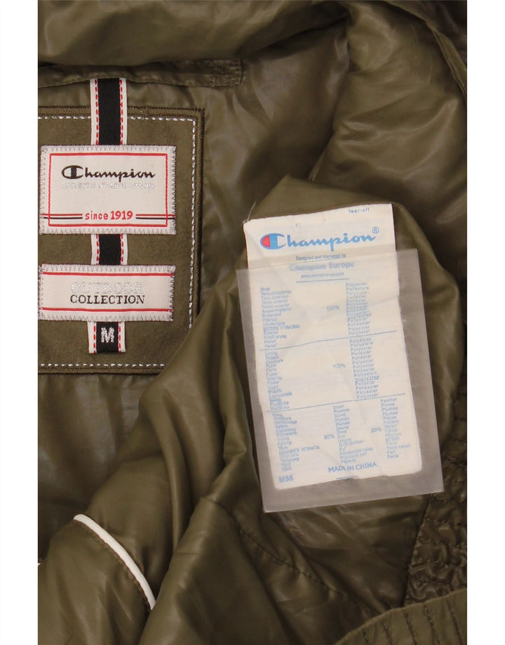 Champion Chaqueta Acolchada Con Capucha Para Mujer UK 44 Poliéster Caqui Mediano
