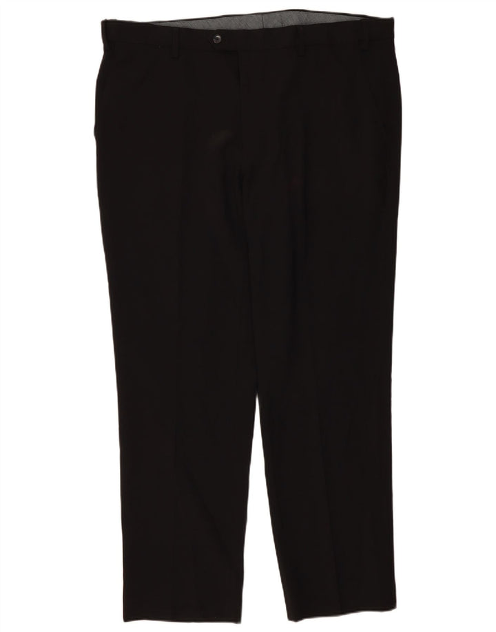 Marks & Spencer Pantalón de traje regular para hombre W40 L31 Poliéster negro