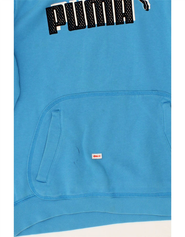 PUMA Womens Graphic Hoodie Jumper UK 14 Medium Blue Vintage Puma and Second-Hand Puma from Messina Hembry 