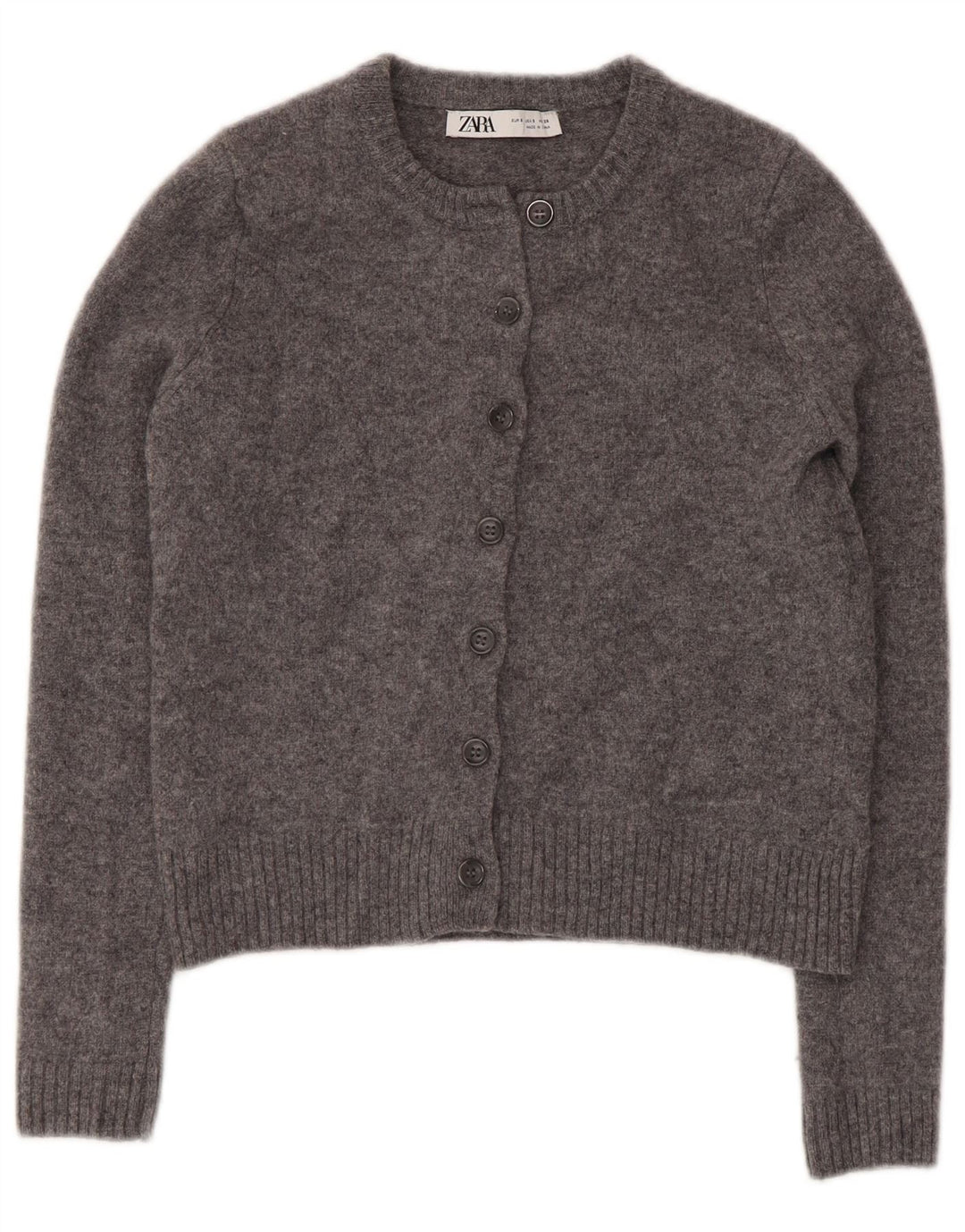 Zara Mujer Crop Cardigan Suéter UK 10 Small Gris