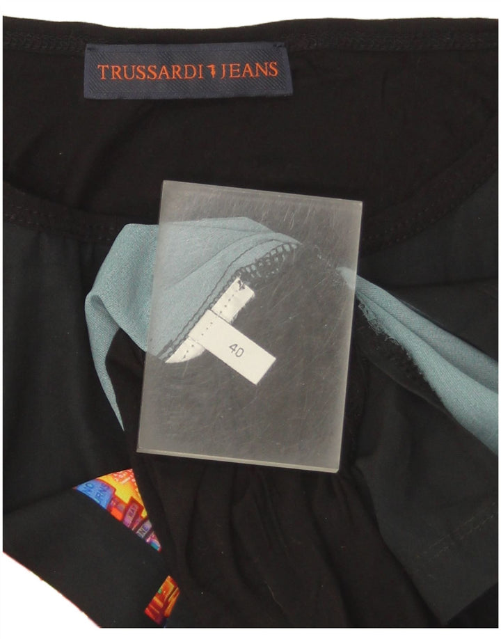 Trussardi Jeans Mujer Gráfico Chaleco Top IT 40 Small Negro