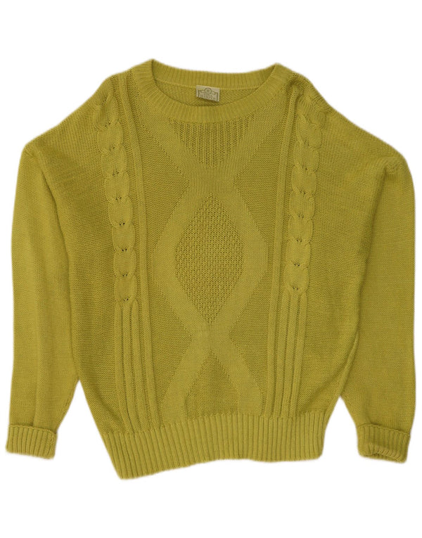 Vintage mujer barco cuello jumper suéter Reino Unido 16 algodón verde grande
