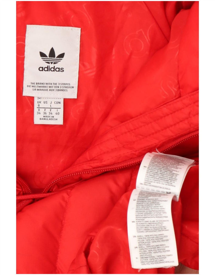Adidas Chaqueta acolchada con capucha para mujer UK 8 Small Naranja Nylon