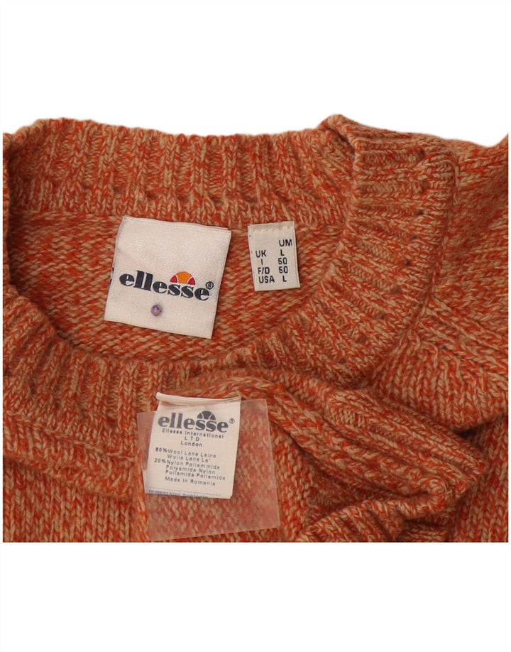 Ellesse Jersey De Cuello Redondo Para Hombre De Lana Moteada Naranja Grande