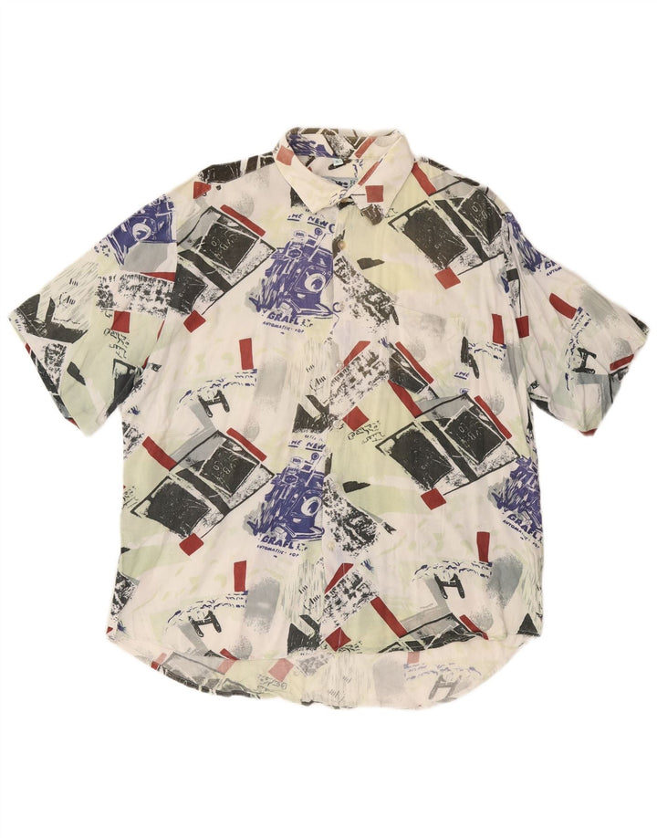 ROB ROY Camisa gráfica de manga corta para hombre XL Viscosa patchwork multicolor