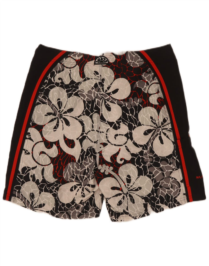 Sundek Bañador con estampado gráfico para hombre, poliéster floral negro grande