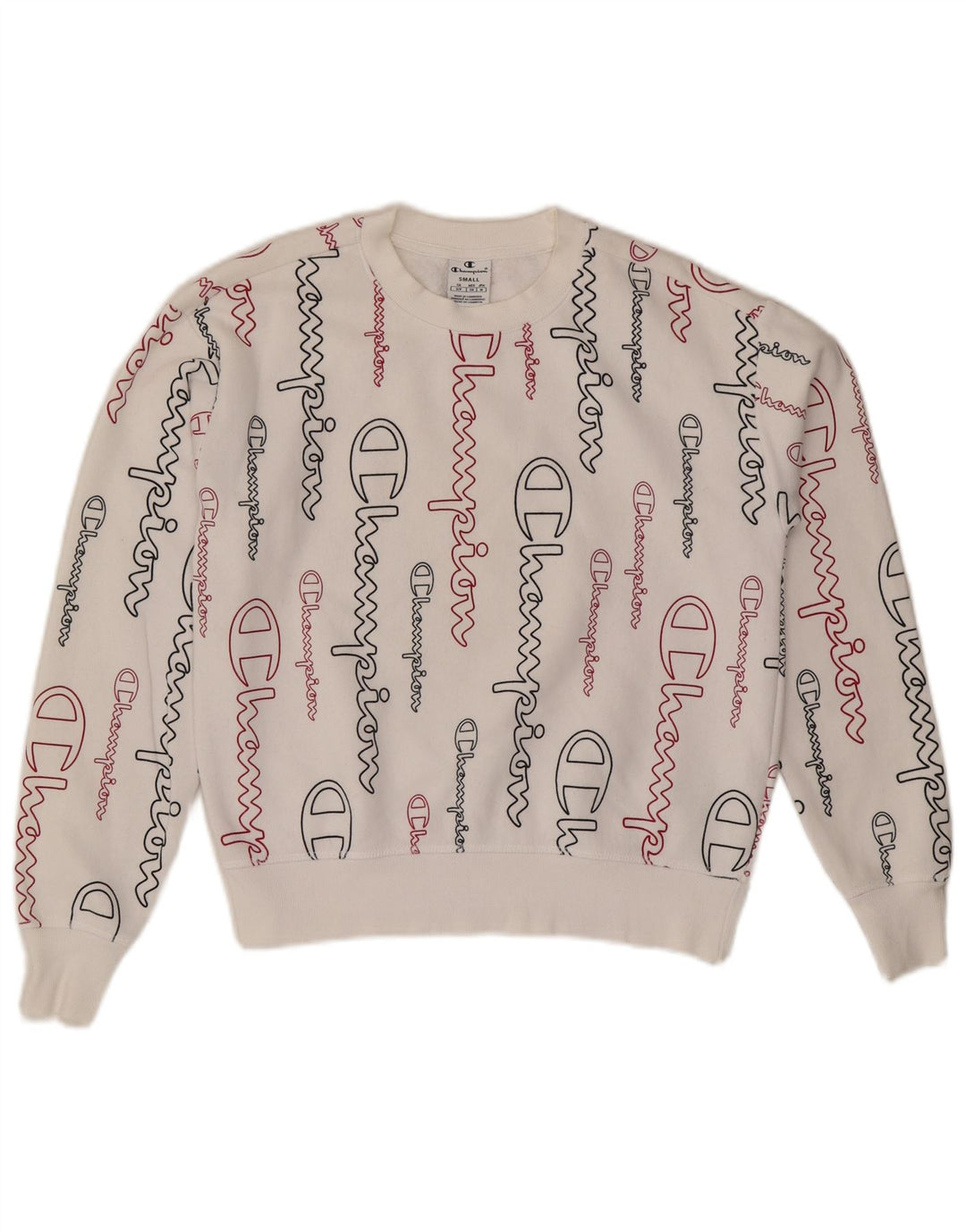 CHAMPION Sudadera de gran tamaño con estampado gráfico para mujer UK 10 Small White