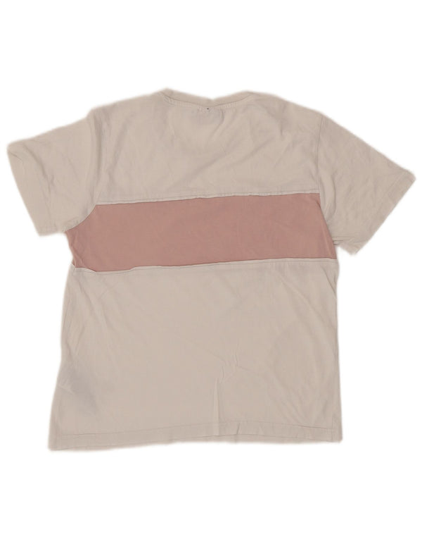 FILA Camiseta gráfica para mujer Top UK 10 Small White Colourblock Cotton