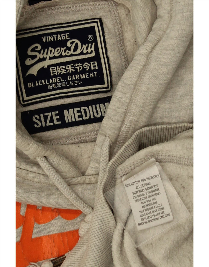 Superdry Hombre Sudadera Con Capucha Gráfica De Algodón Gris Medio