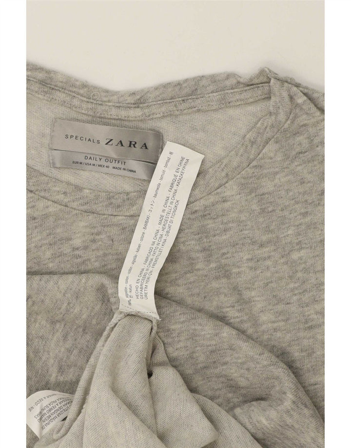 Zara Hombre Top Manga Larga Algodón Moteado Gris Medio