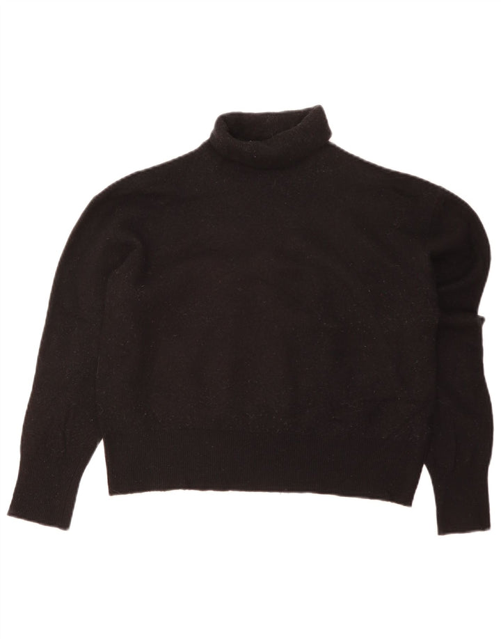 Zara Mujer Crop Roll Neck Jumper Sweater UK 40 Mediano Negro