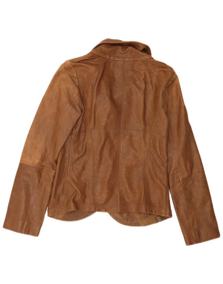 Penny Black Chaqueta de cuero para mujer UK 10 Small Brown Leather