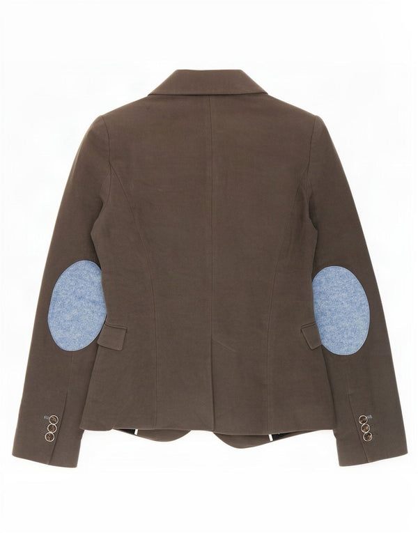 Zara Mujer Chaqueta Blazer De 1 Botón UK 10 Small Gris Algodón