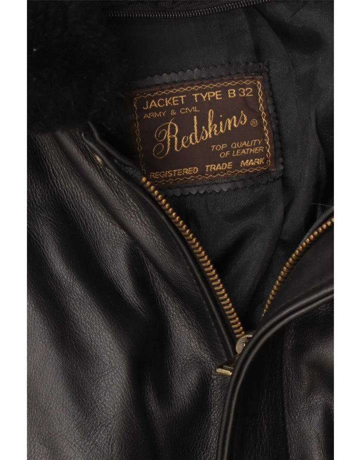 Redskins Chaqueta de cuero militar para hombre UK 36 Small Negro