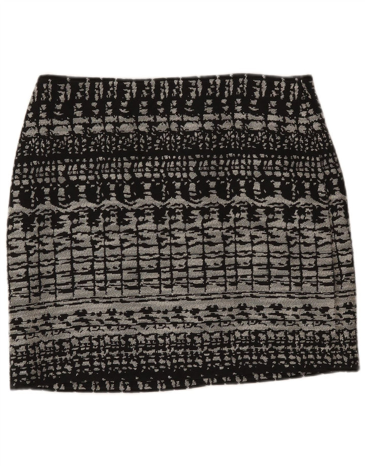 Marks & Spencer Minifalda para mujer UK 12 Medium W31 Algodón geométrico negro