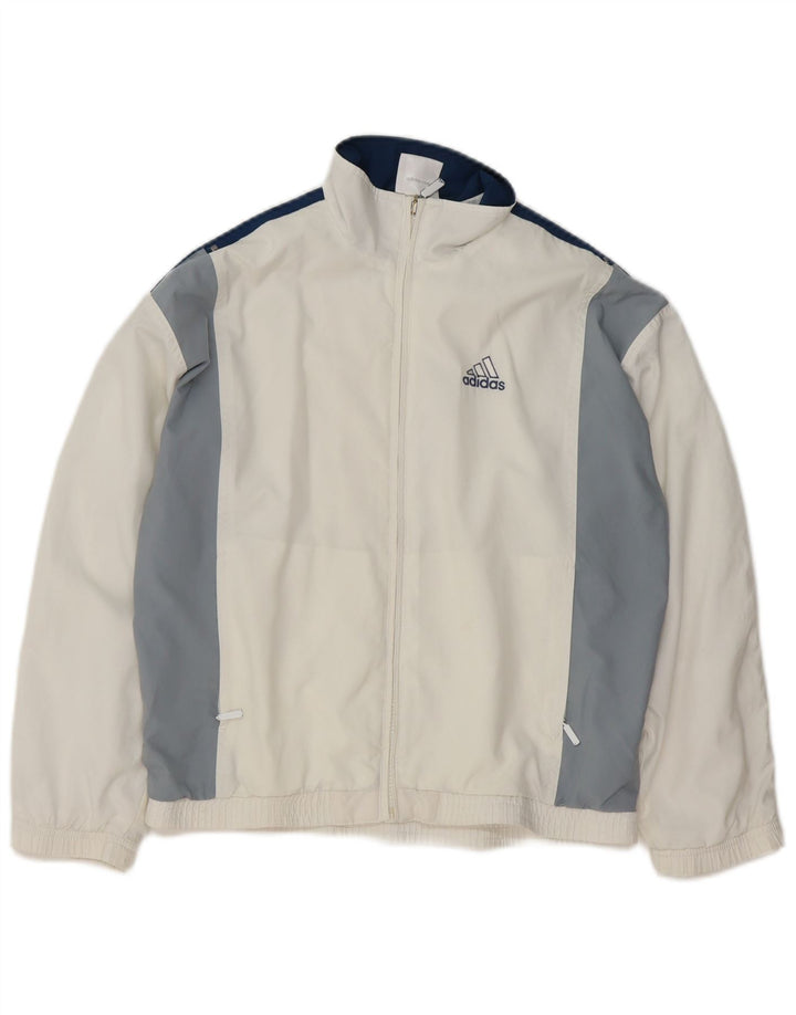 Adidas - Chaqueta de chándal para niño, 11-12 años, color blanco, poliéster