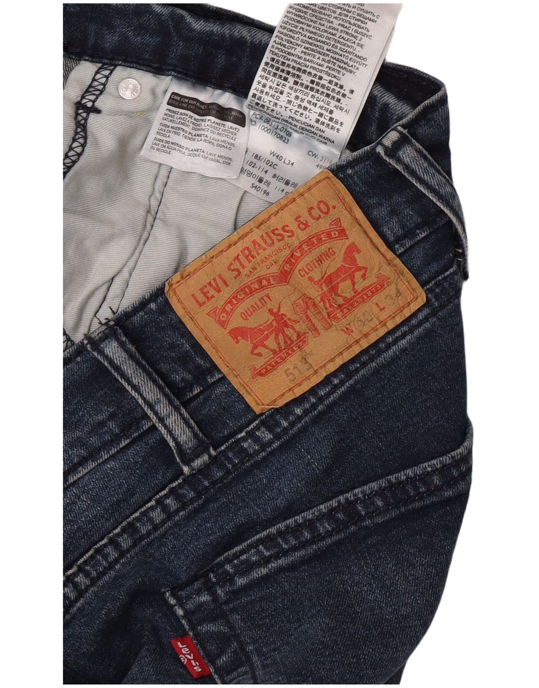 Levi's Hombre 513 Slim Straight Jeans W40 L27 Algodón Azul