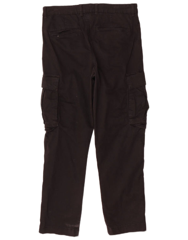 Zara Pantalón cargo recto para hombre EU 42 Large W32 L30 Algodón negro
