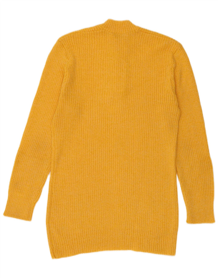 Vintage hombres botón cuello jersey suéter pequeño amarillo