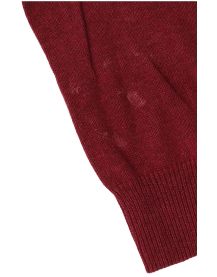 Marks & Spencer Jersey con cuello en V para hombre de algodón burdeos medio