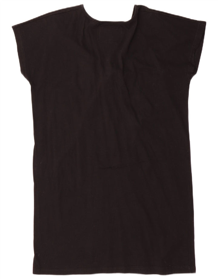 Vintage mujer túnica vestido Reino Unido 14 algodón negro medio