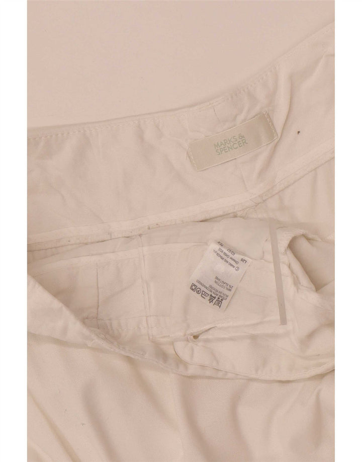 Marks & Spencer Pantalones Cortos Rectos para Mujer UK 12 Medium W30 L24 Blanco