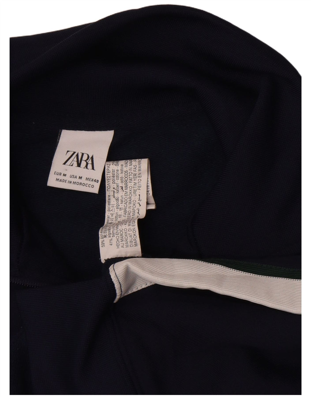 Zara Hombre Chaqueta De Chándal Superior Poliéster Color Block Azul Marino Medio