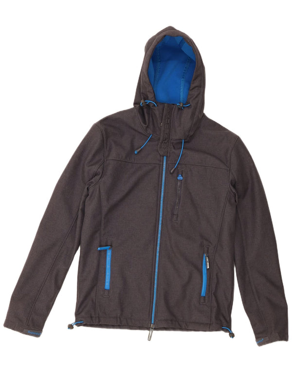 Superdry Chaqueta cortavientos con capucha The Windtrekker para hombre, talla 40, color gris