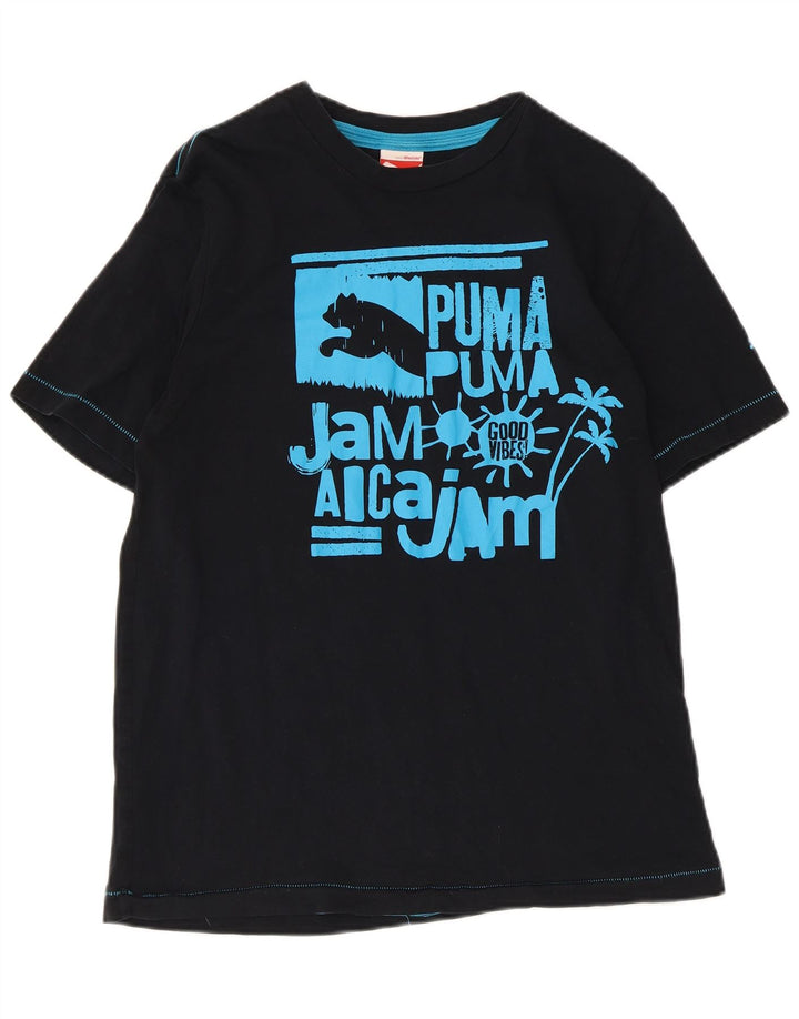 Puma - Camiseta gráfica para hombre, talla pequeña, algodón negro