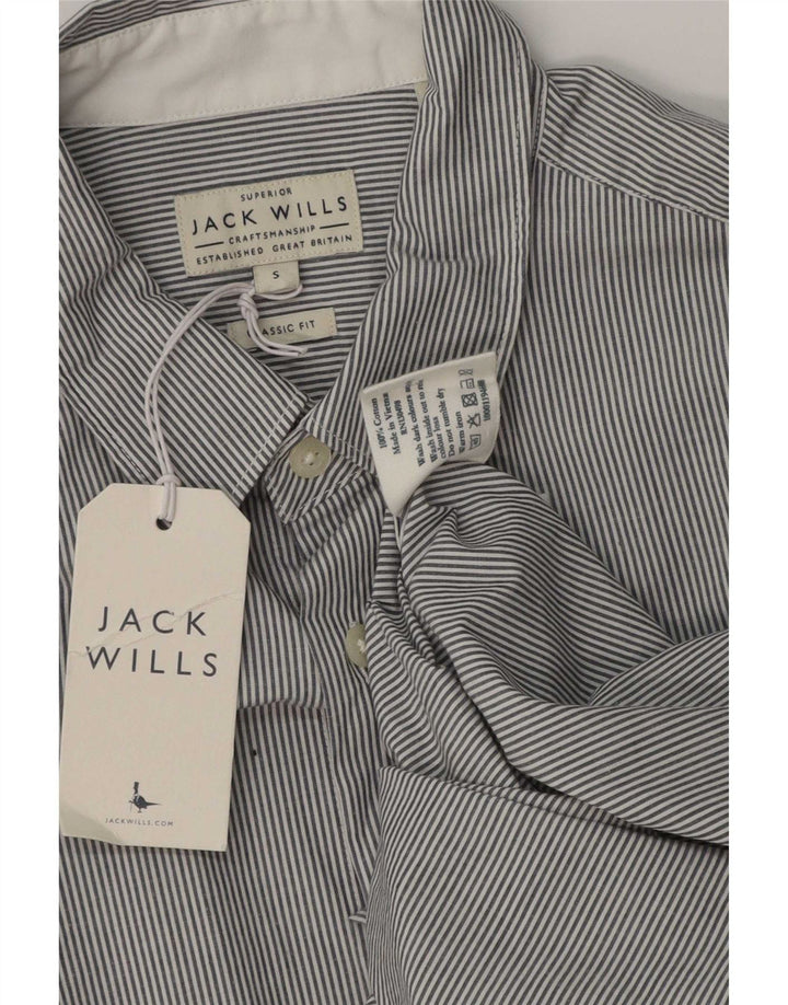 Camisa Jack Wills de corte clásico para hombre, talla pequeña, de algodón gris a rayas
