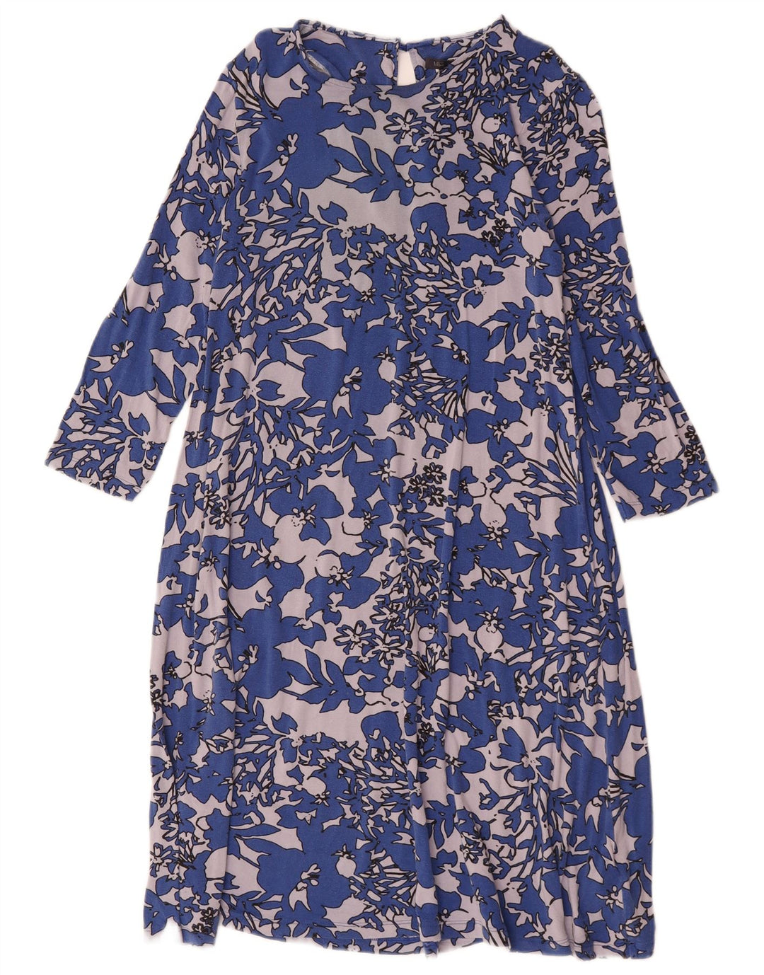 Marks & Spencer Vestido recto de manga 3/4 para mujer UK 42 Azul medio Floral