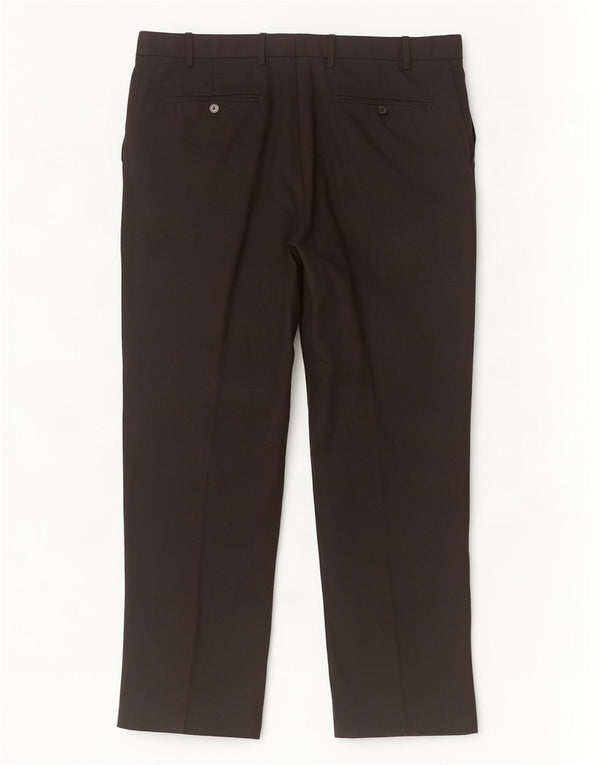 Marks & Spencer Pantalones de traje rectos de corte entallado para hombre W38 L31 Lana negra