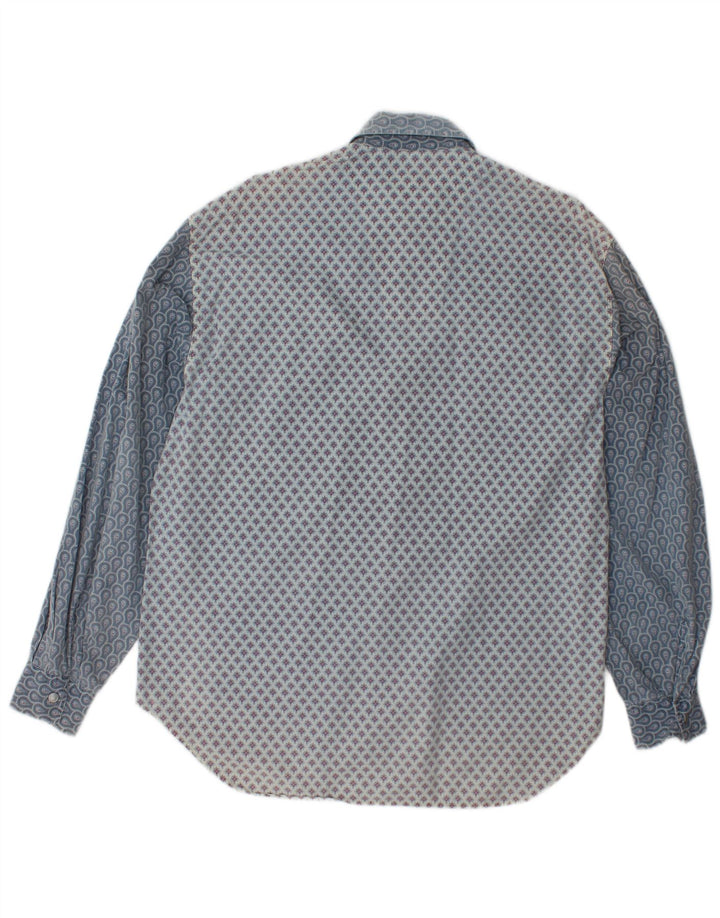 Camisa VINTAGE para hombre de algodón floral azul medio