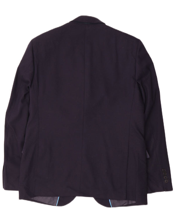 Marks & Spencer Mens 2 Button Slim Blazer Jacket UK 42 XL Navy Blue Wool